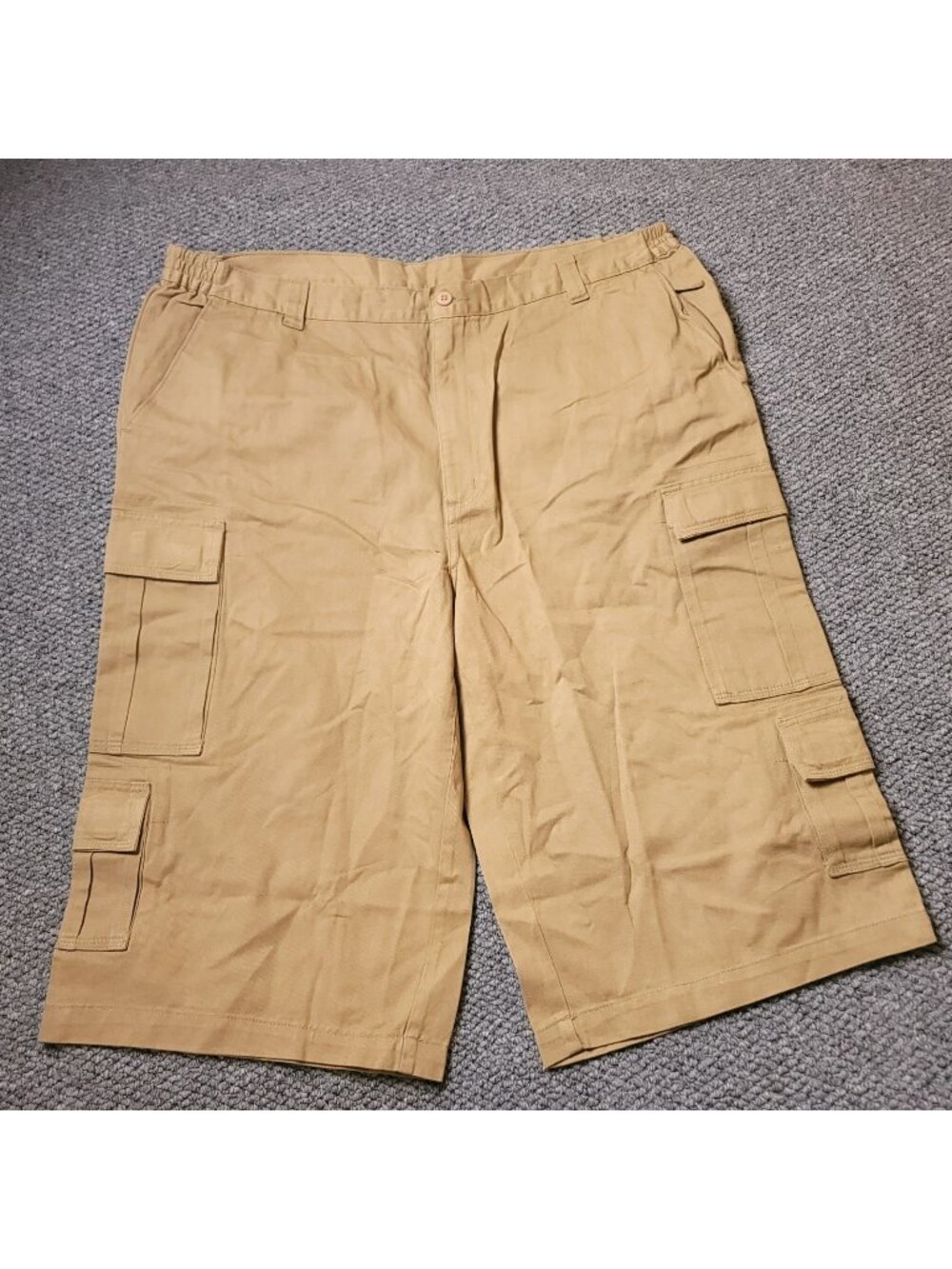 KingSize Cargo Shorts Mens 44 Big Tall Khaki Elastic LL Chino y2K Beige